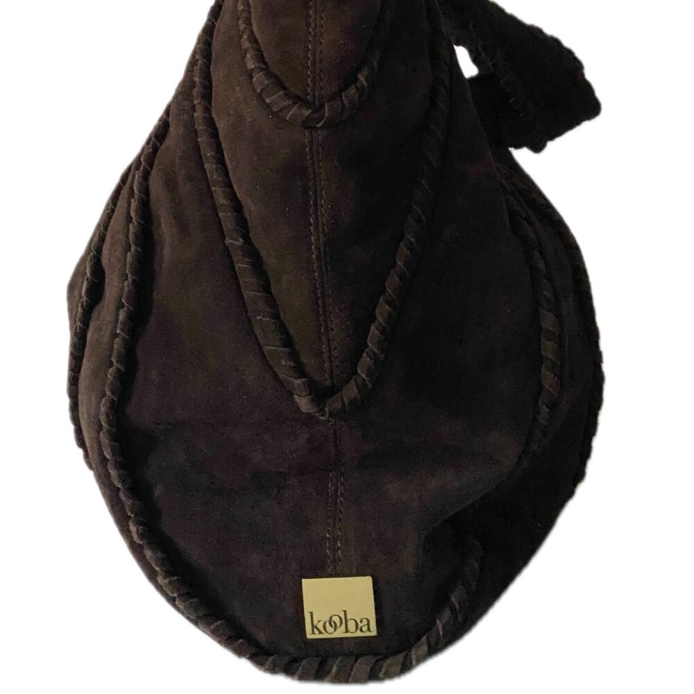 SALE ~ Vintage Kooba Hobo Suede Bag Dark Brown Suede Wide Shoulder Straps - Picture 9 of 16